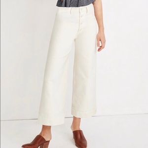 NWT Madewell Emmett wide leg crop button pants 29